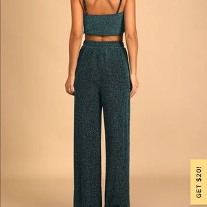 Sparkle with Merriment Teal Green Two-Piece Jumpsuit